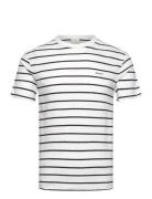Cotton Linen Stripe Ss T-Shirt Designers T-shirts Short-sleeved White ...