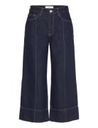 Wideleg Cropped Jeans With Seam Detail Bottoms Trousers Wide Leg Navy ...