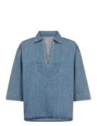 Mmmerla Deco Shirt Tops Blouses Short-sleeved Blue MOS MOSH