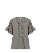 Sc-Poy Tops Blouses Short-sleeved Grey Soyaconcept
