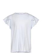 Short-Sleeved Ruffle T-Shirt Tops T-shirts Short-sleeved Blue Mango