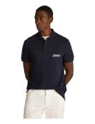 Script Graphic Reg Polo Tops Polos Short-sleeved Black Tommy Hilfiger