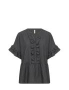 Sc-Poy Tops Blouses Short-sleeved Black Soyaconcept