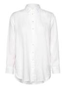 Over Floral-Logo Linen Shirt Tops Shirts Long-sleeved White Lauren Ral...