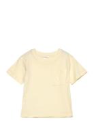 Pocket Cotton T-Shirt Tops T-shirts Short-sleeved Yellow Mango