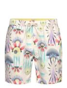 Printed Mid-Length Swimshort Uimashortsit Cream Scotch & Soda