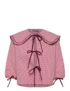 Airi Checks Burgundy Blouse Tops Blouses Long-sleeved Red ALOHAS
