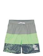 Swim Long Shorts, Colorblock Uimashortsit Green Color Kids