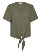 Fqlava-Blouse Tops Blouses Short-sleeved Khaki Green FREE/QUENT