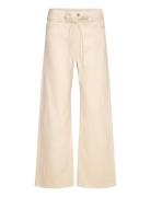 Loose Tie Waist Twill Trousers Bottoms Jeans Wide Cream Monki