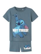 Nmmarush Stitch Nreg Ss Nightset Wdi Pyjamasetti Pyjama Blue Name It