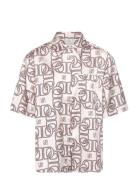 Dante6-Peju Logo Printed Long Blouse Tops Blouses Short-sleeved Multi/...