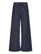 Wideleg Denim Trousers With Belt Bottoms Jeans Wide Navy Mango