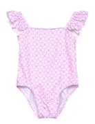 Printed Swimsuit Ruffled Straps Uimapuku Uima-asut Pink Mango