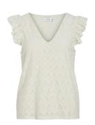 Viamalina V-Neck C/S Top/Pb Tops Blouses Sleeveless Cream Vila