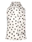 Polka-Dot Wrap-Neck Blouse Tops Blouses Sleeveless White Mango