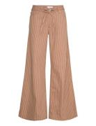 Wideleg Jeans With Stripes And Belt Bottoms Jeans Wide Brown Mango