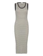 2X2 Cotton Stripe Ama Dress Polvipituinen Mekko Black Mads Nørgaard