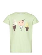 Top Ss Placement Print Icecrea Tops T-shirts Short-sleeved Green Linde...