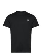 Tennis Graphic Tee Tops T-shirts Short-sleeved Black Fred Perry