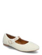 Bialilja Trimmed Mary Jane Textile Ballerinat White Bianco