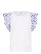 Top Jersey With Schiffly Sleev Tops T-shirts Short-sleeved White Linde...