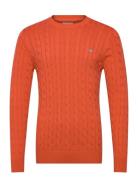 Cotton Cable C-Neck Tops Knitwear Round Necks Orange GANT