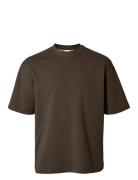 Slhlooseoscar Ss O-Neck Tee Noos Tops T-shirts Short-sleeved Brown Sel...
