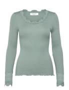Rwbenita Silk Ls O-Neck Lace T-Shir Tops T-shirts & Tops Long-sleeved ...