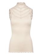Rwbenita Silk Sl Turtleneck Lace To Tops T-shirts & Tops Sleeveless Be...
