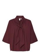 Yaskaren 3/4 Top S. Tops Blouses Short-sleeved Burgundy YAS