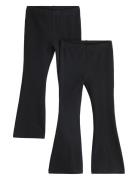 Leggings Rib Flare 2 Pack Bottoms Leggings Black Lindex