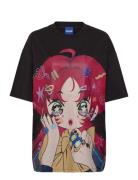 Over D Tee_B_4 Tops T-shirts & Tops Short-sleeved Black HUGO BLUE