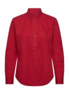 Featherweight Cotton Shirt Tops Shirts Long-sleeved Red Lauren Ralph L...