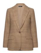 Herringb Linen-Blend Tweed Blazer Blazers Single Breasted Blazers Brow...