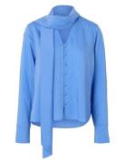 Slflucia Ls Tie Shirt B Tops Blouses Long-sleeved Blue Selected