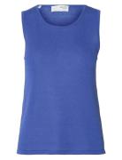 Slfmoon Sus Sl Knit Top B Tops T-shirts & Tops Sleeveless Blue Selecte...