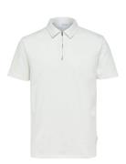 Slhrelax-Terry Ss Zip Polo Ex Tops Polos Short-sleeved White Selected