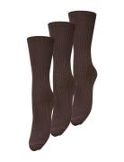 Telma Solid Sock 3 Pack Lingerie Socks Regular Socks Brown Becksönderg...