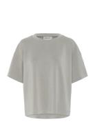 Hellemw Emb Boxy Tee Tops T-shirts & Tops Short-sleeved Grey My Essent...