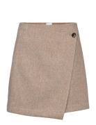 Yassummer Hw Short Wool Mix Skirt Lyhyt Hame Beige YAS