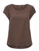 Onlvic S/S Solid Top Noos Ptm Tops Blouses Short-sleeved Brown ONLY