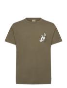 Sdrae Tops T-shirts Short-sleeved Khaki Green Solid