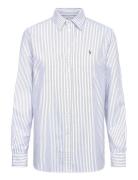 Classic Fit Striped Oxford Shirt Tops Shirts Long-sleeved Blue Polo Ra...