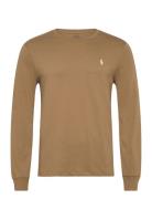 Custom Slim Fit Jersey T-Shirt Tops T-shirts Long-sleeved Beige Polo R...