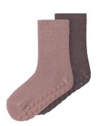 Nmfwak Wo/Bl 2P Sock W/Non Skid Jarrusukat Multi/patterned Name It