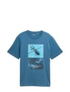 Photoprinted T-Shirt Tops T-shirts Short-sleeved Blue Tom Tailor