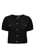 Onlkiel S/S Button Card Knt Moch Tops Knitwear Cardigans Black ONLY