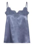 Rwjade Silk Strap Lace Top Tops Blouses Sleeveless Blue Rosemunde