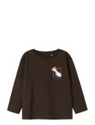 Nmmnathan Ls Nreg Top Box Tops T-shirts Long-sleeved T-shirts Brown Na...